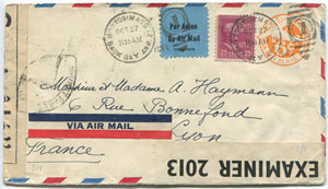 Cover with red passed by censor stamp